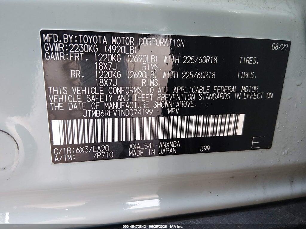 JTMB6RFV1ND074199 2022 TOYOTA RAV4 HYBRID photo no. 9