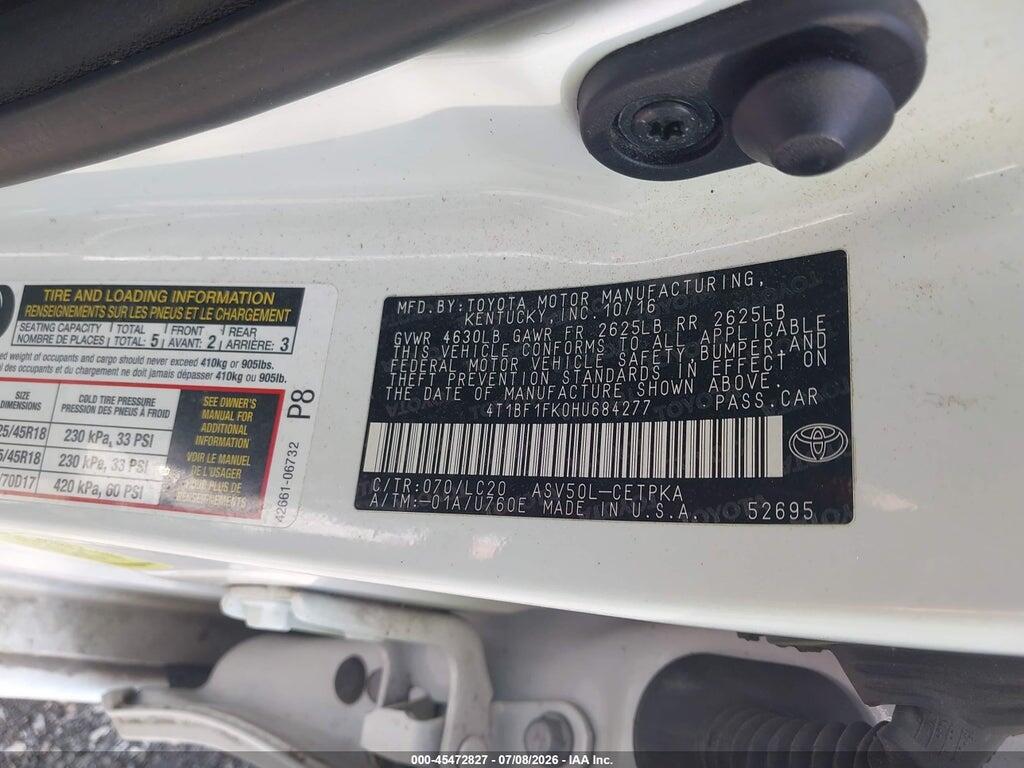 4T1BF1FK0HU684277 2017 TOYOTA CAMRY photo no. 9