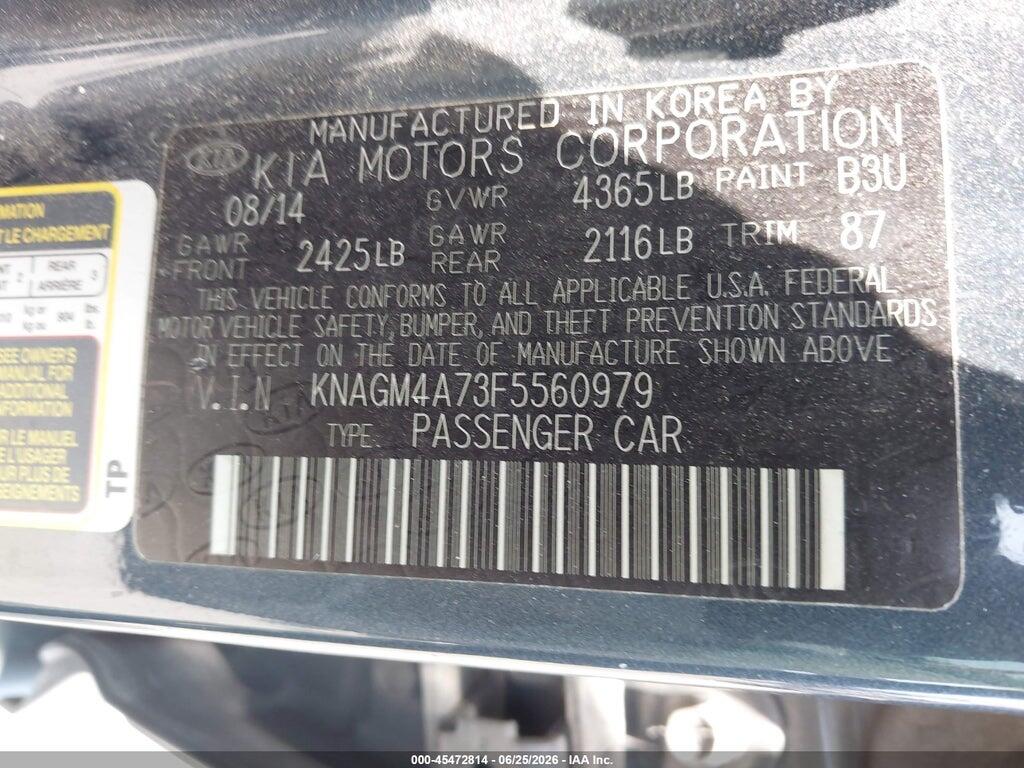 KNAGM4A73F5560979 2015 KIA OPTIMA photo no. 9