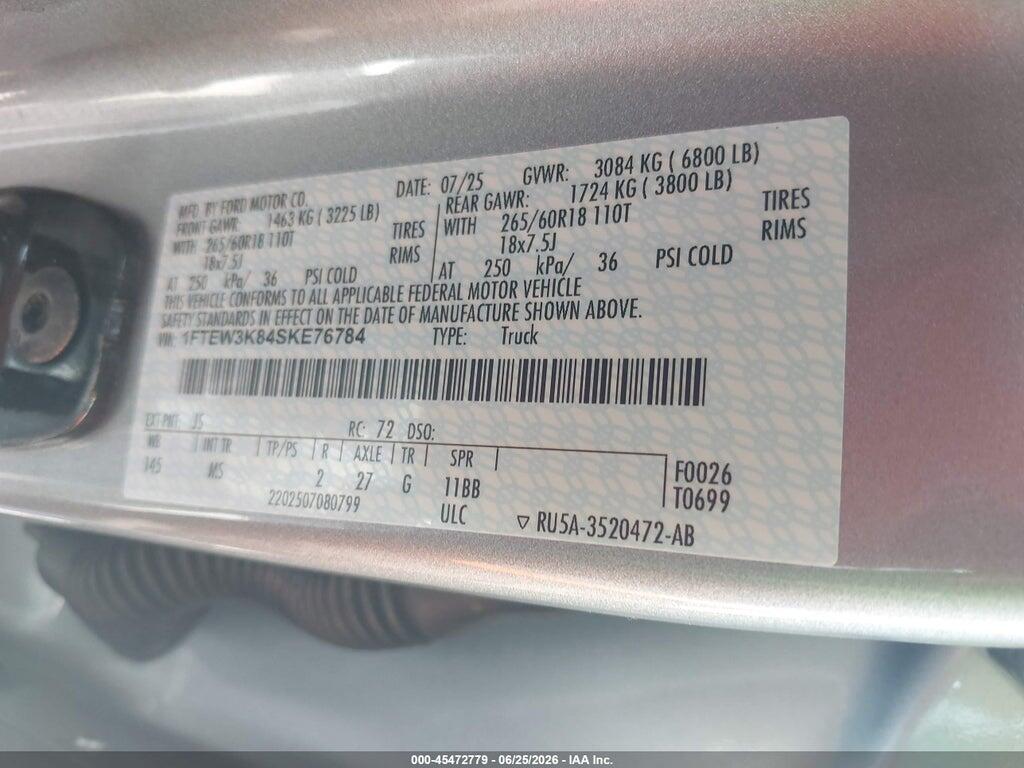 1FTEW3K84SKE76784 2025 FORD F-150 photo no. 9