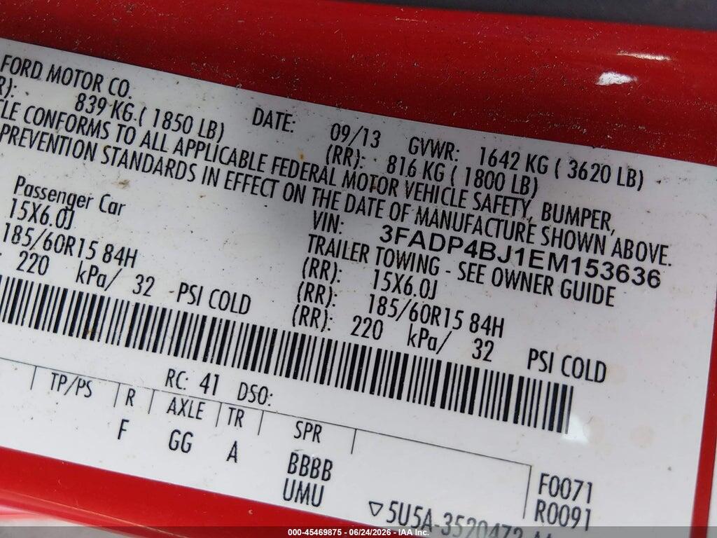 3FADP4BJ1EM153636 2014 FORD FIESTA photo no. 9