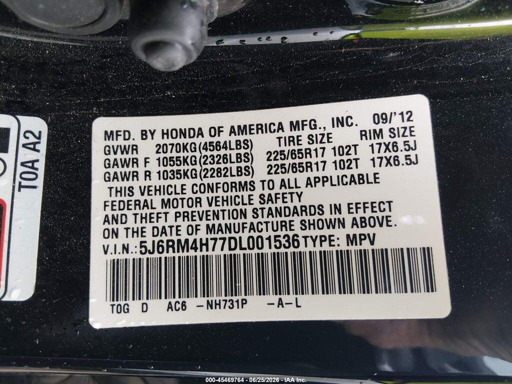 5J6RM4H77DL001536 2013 HONDA CR-V photo no. 9