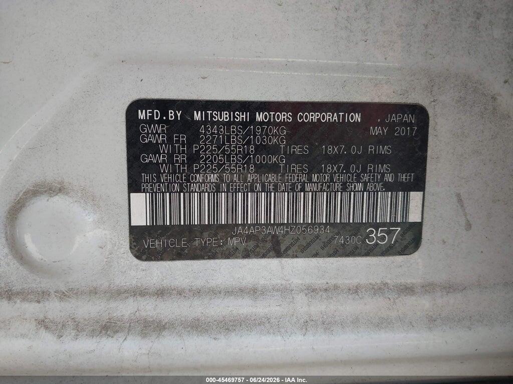 JA4AP3AW4HZ056934 2017 MITSUBISHI OUTLANDER SPORT photo no. 9