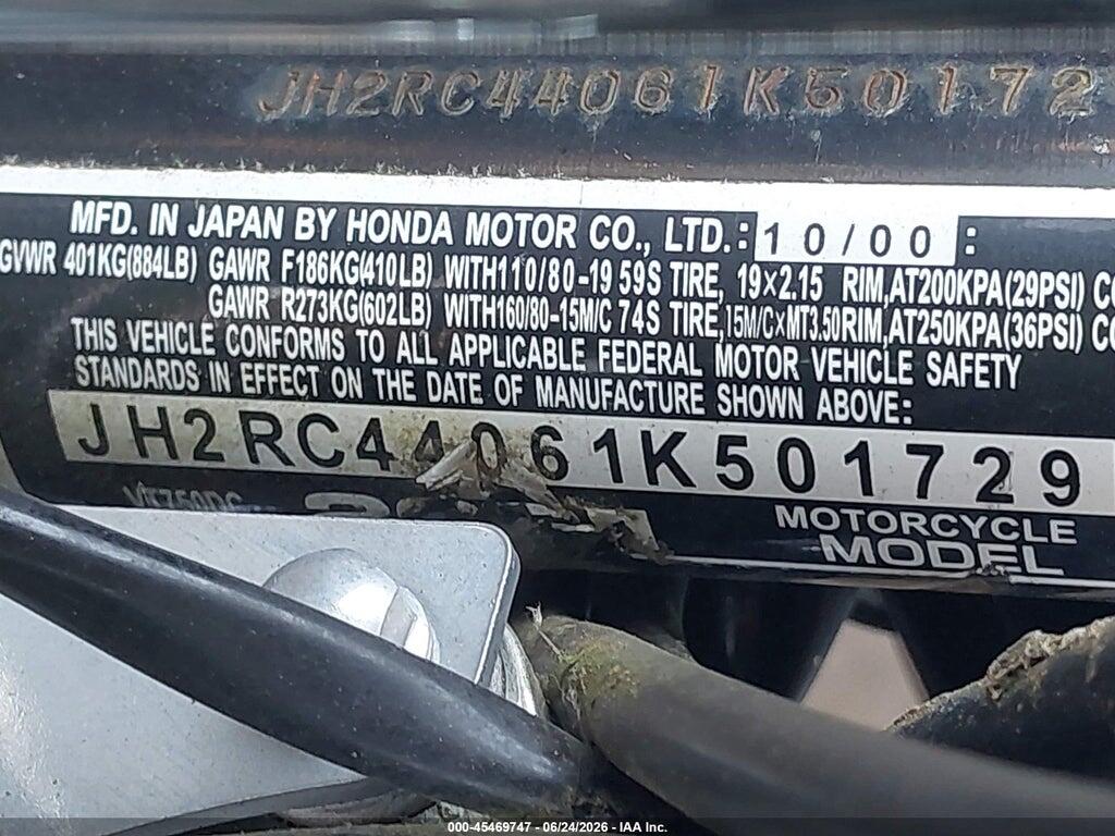 JH2RC44061K501729 2001 HONDA VT750 photo no. 10