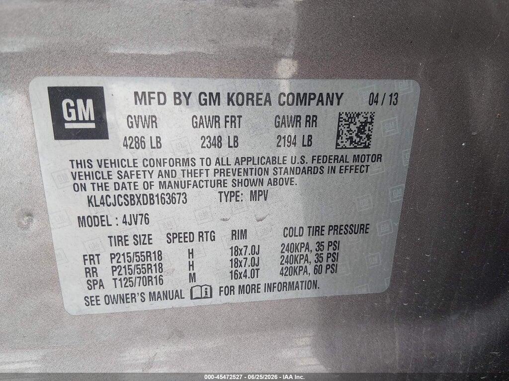 KL4CJCSBXDB163673 2013 BUICK ENCORE photo no. 9