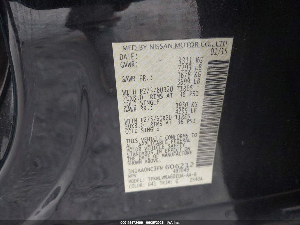 5N1AA0NC3FN606212 2015 NISSAN ARMADA photo no. 9