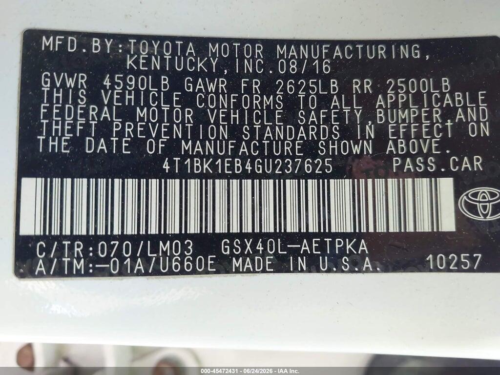 4T1BK1EB4GU237625 2016 TOYOTA AVALON photo no. 9