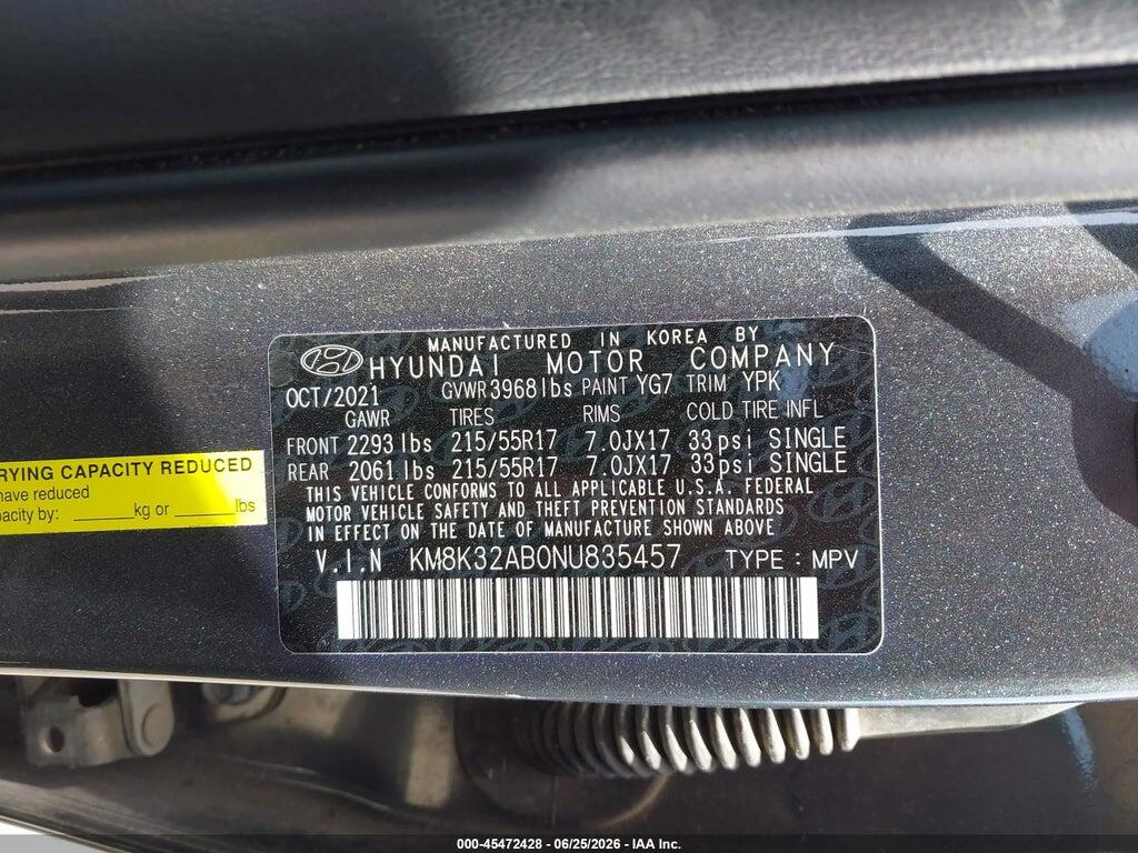 KM8K32AB0NU835457 2022 HYUNDAI KONA photo no. 9