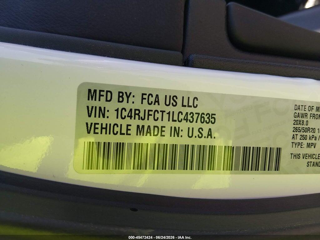1C4RJFCT1LC437635 2020 JEEP GRAND CHEROKEE photo no. 9