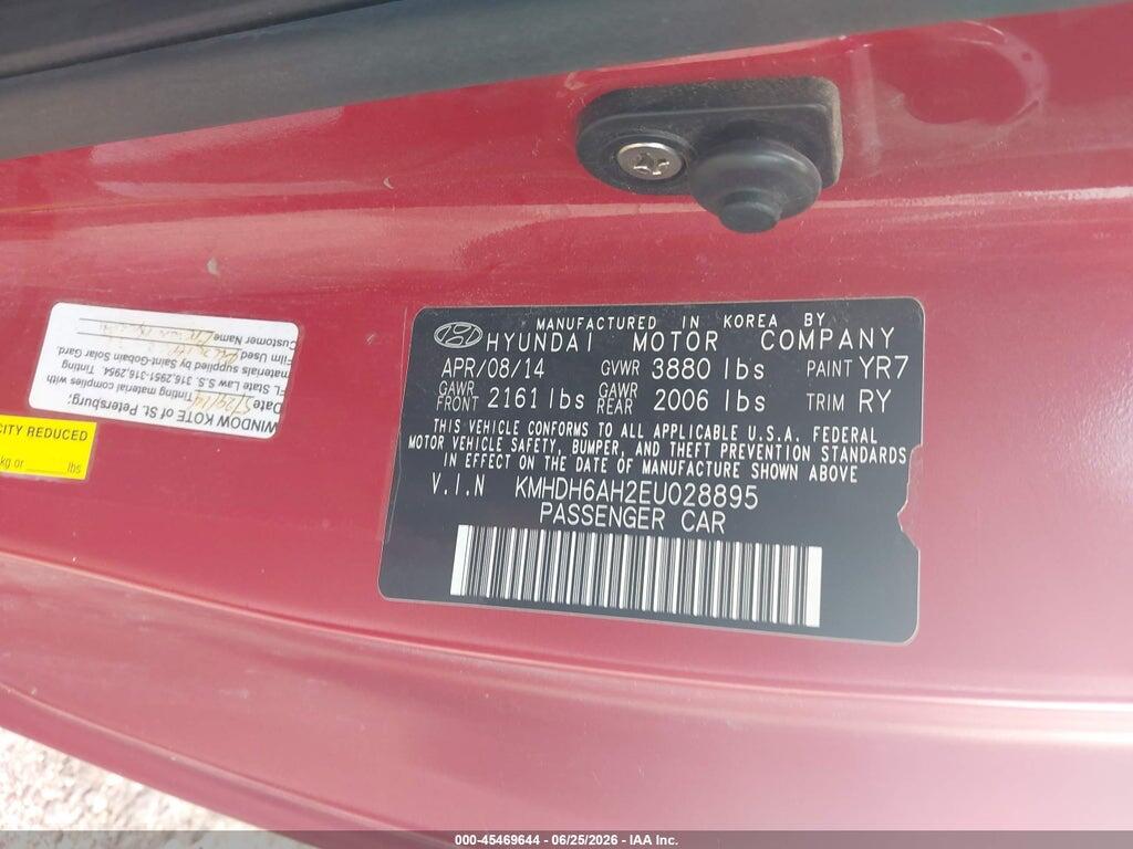 KMHDH6AH2EU028895 2014 HYUNDAI ELANTRA photo no. 9