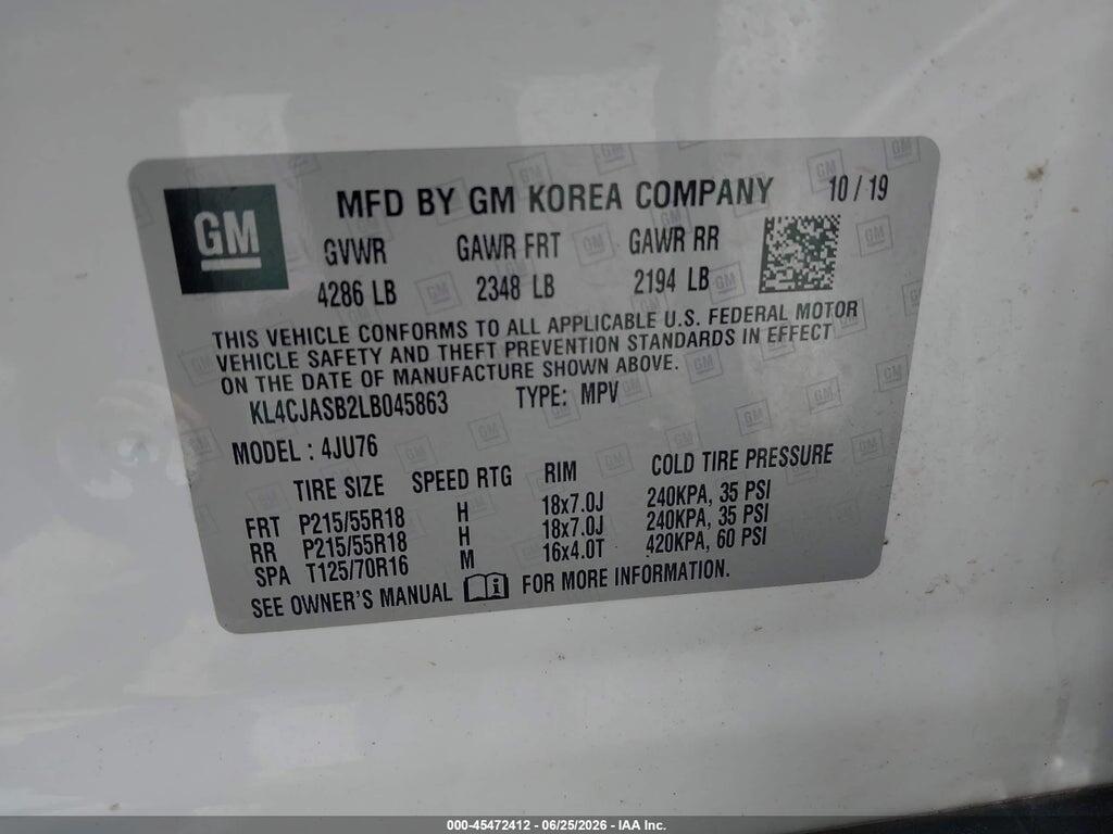 KL4CJASB2LB045863 2020 BUICK ENCORE photo no. 9