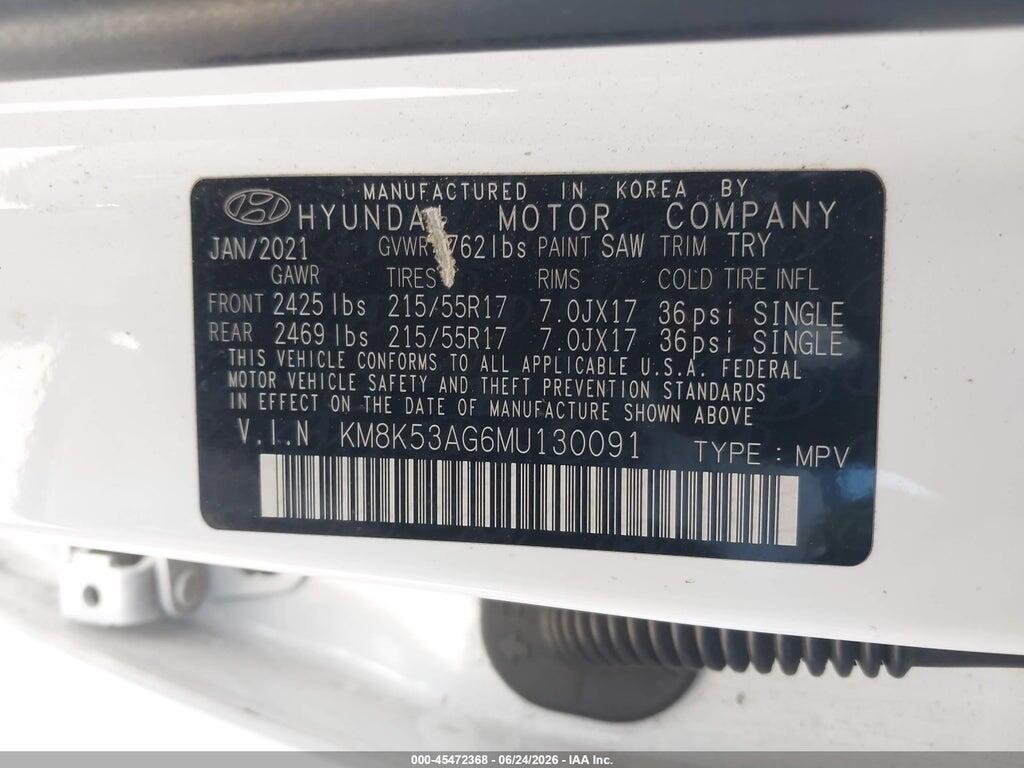 KM8K53AG6MU130091 2021 HYUNDAI KONA ELECTRIC photo no. 9