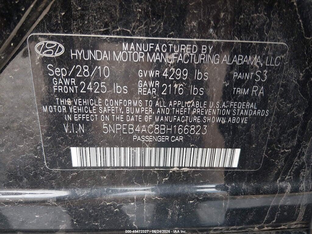 5NPEB4AC8BH166823 2011 HYUNDAI SONATA photo no. 9