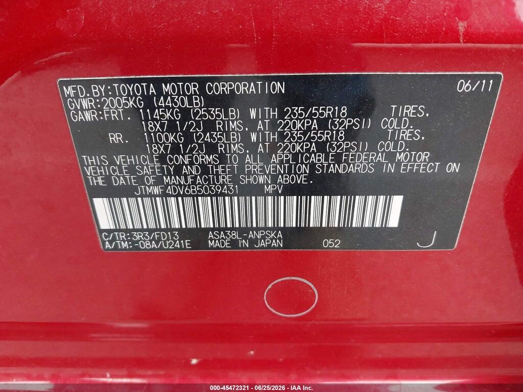 JTMWF4DV6B5039431 2011 TOYOTA RAV4 photo no. 9