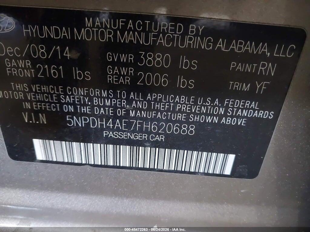 5NPDH4AE7FH620688 2015 HYUNDAI ELANTRA photo no. 9
