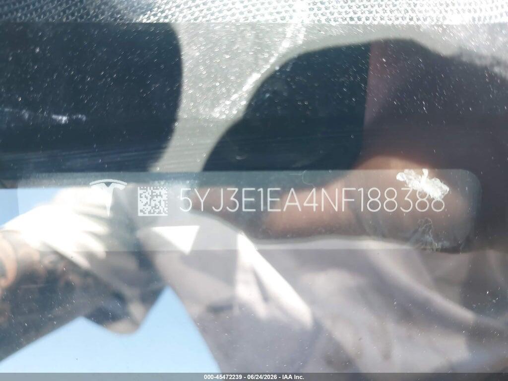 5YJ3E1EA4NF188388 2022 TESLA MODEL 3 photo no. 9