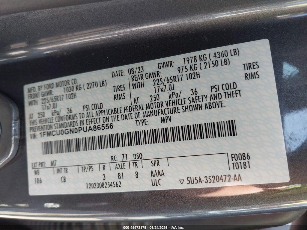 1FMCU0GN0PUA86556 2023 FORD ESCAPE photo no. 9