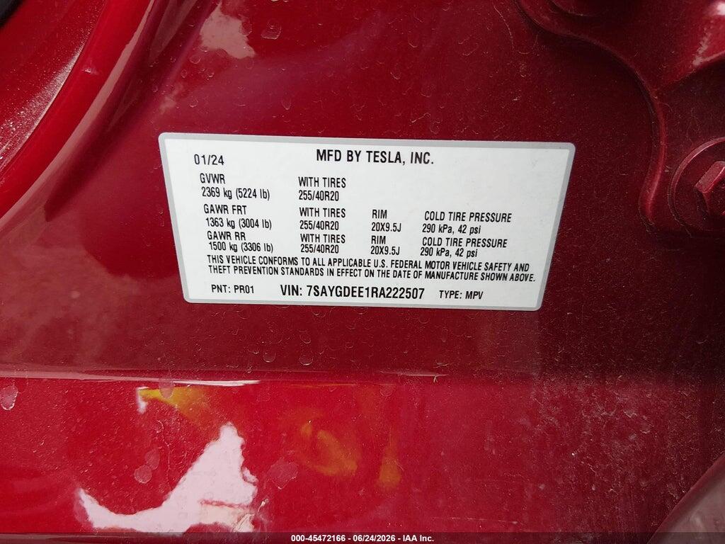 7SAYGDEE1RA222507 2024 TESLA MODEL Y photo no. 8