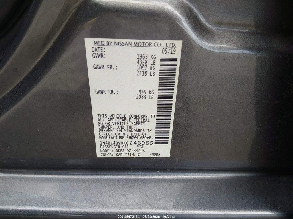 1N4BL4BVXKC246965 2019 NISSAN ALTIMA photo no. 9