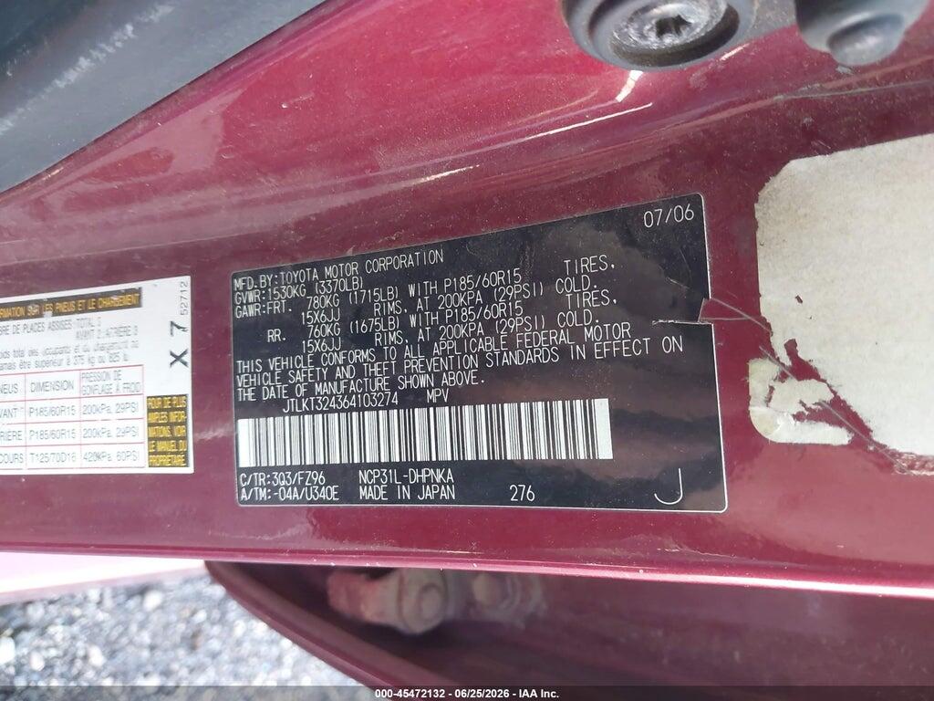 JTLKT324364103274 2006 SCION XB photo no. 9