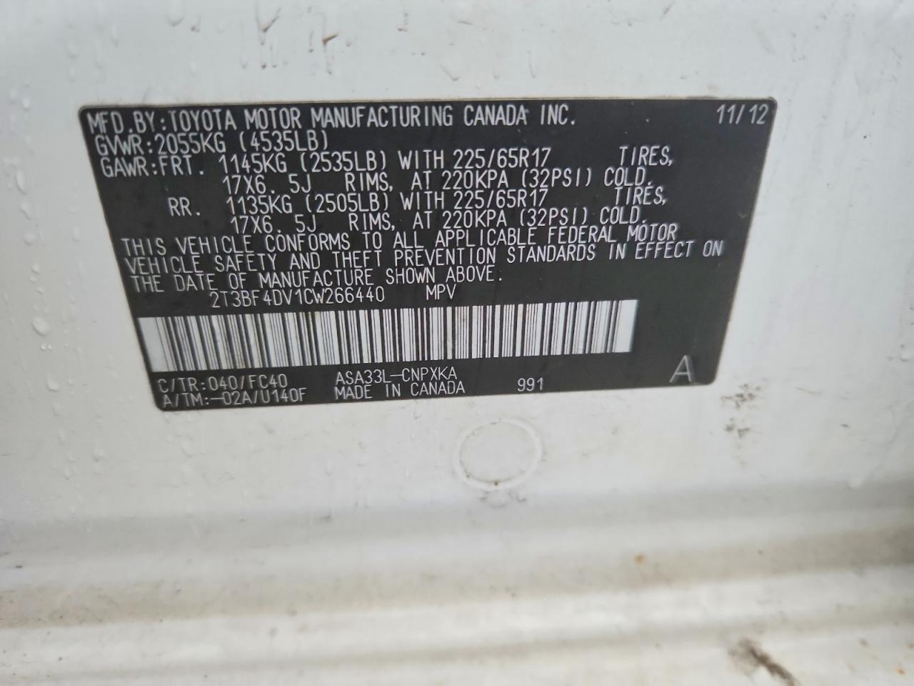 2012 TOYOTA RAV4 BASE — Фото 12 из 12