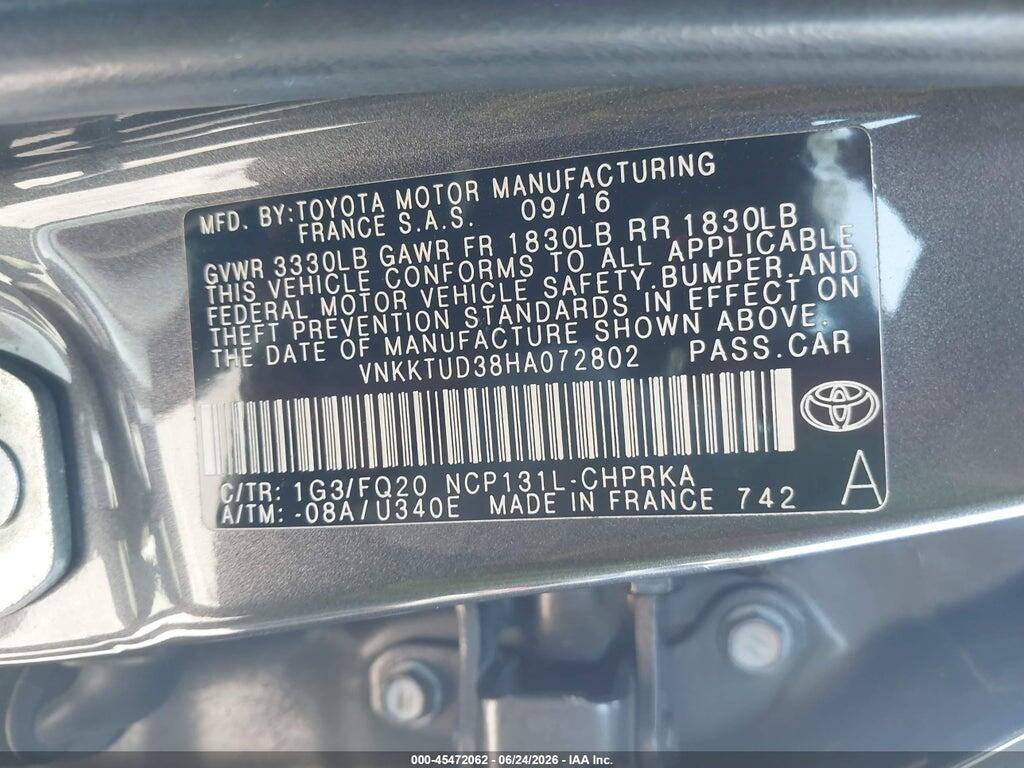 VNKKTUD38HA072802 2017 TOYOTA YARIS photo no. 9