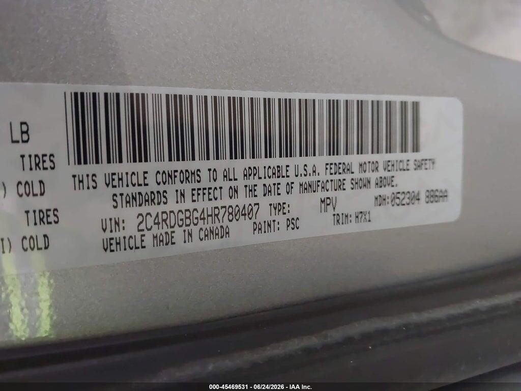 2C4RDGBG4HR780407 2017 DODGE GRAND CARAVAN photo no. 9