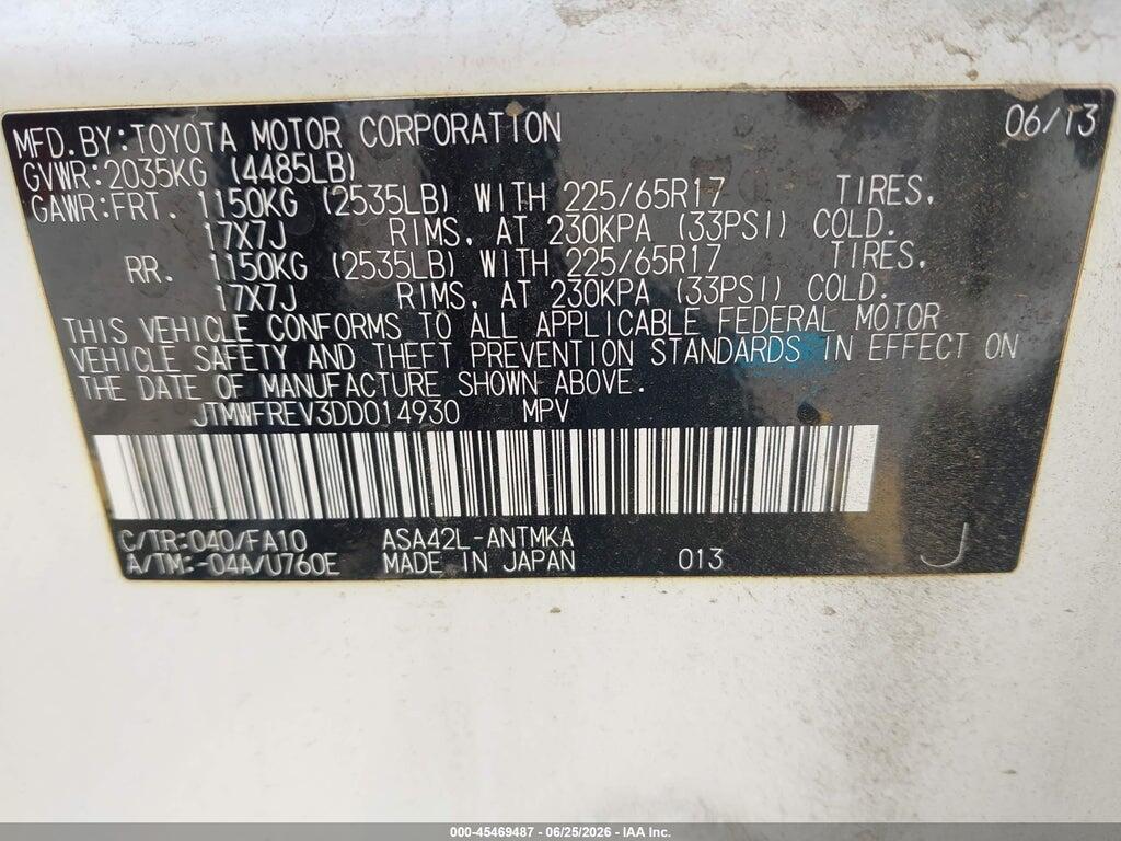 JTMWFREV3DD014930 2013 TOYOTA RAV4 photo no. 9