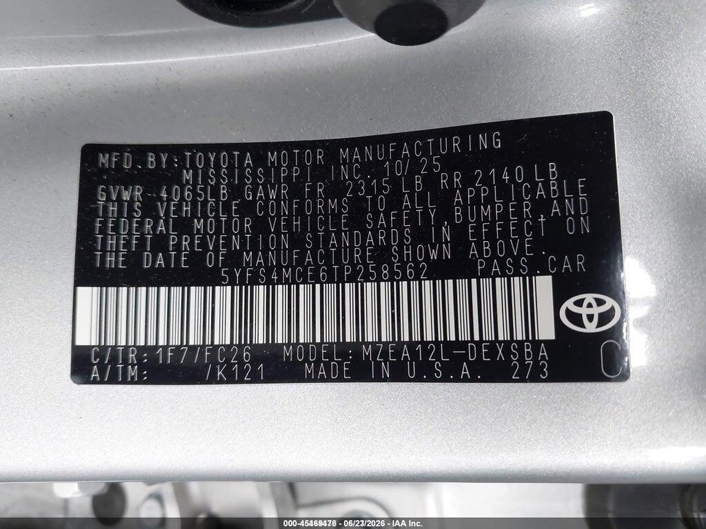 5YFS4MCE6TP258562 2026 TOYOTA COROLLA photo no. 9