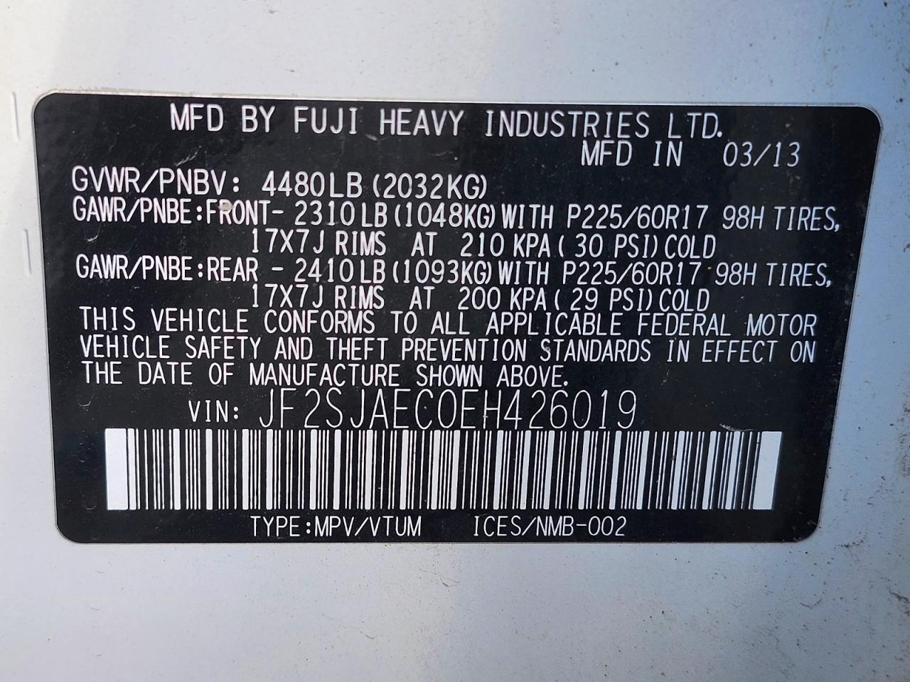2014 SUBARU FORESTER 2.5I PREMIUM — Фото 10 из 10