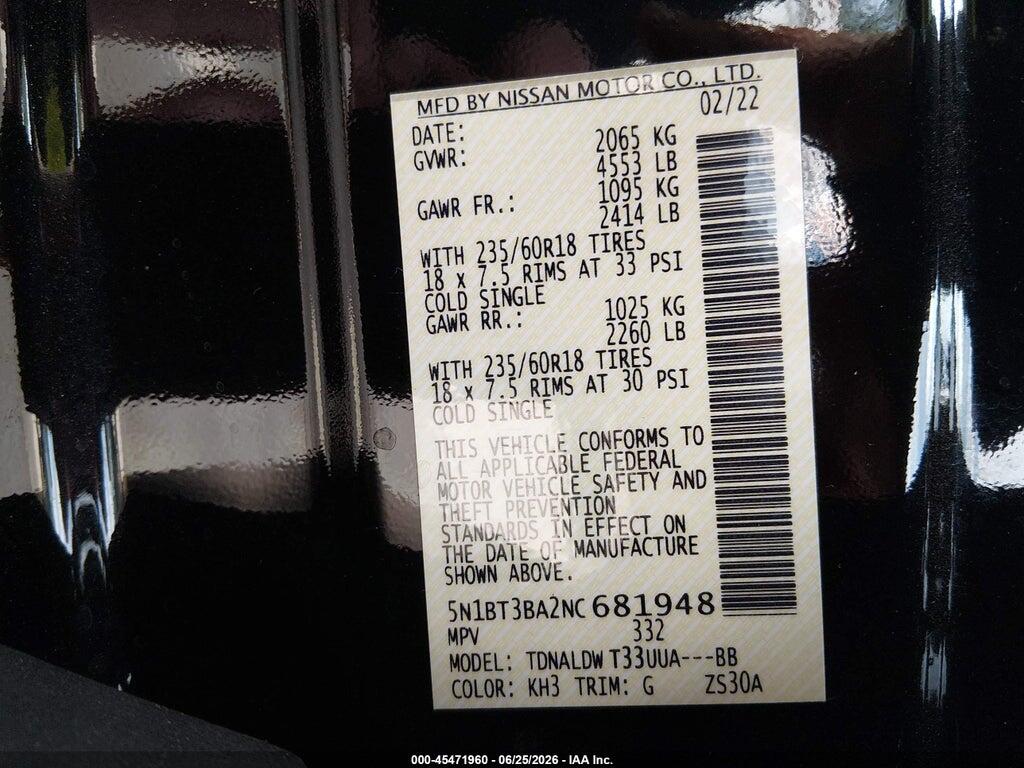 5N1BT3BA2NC681948 2022 NISSAN ROGUE photo no. 9