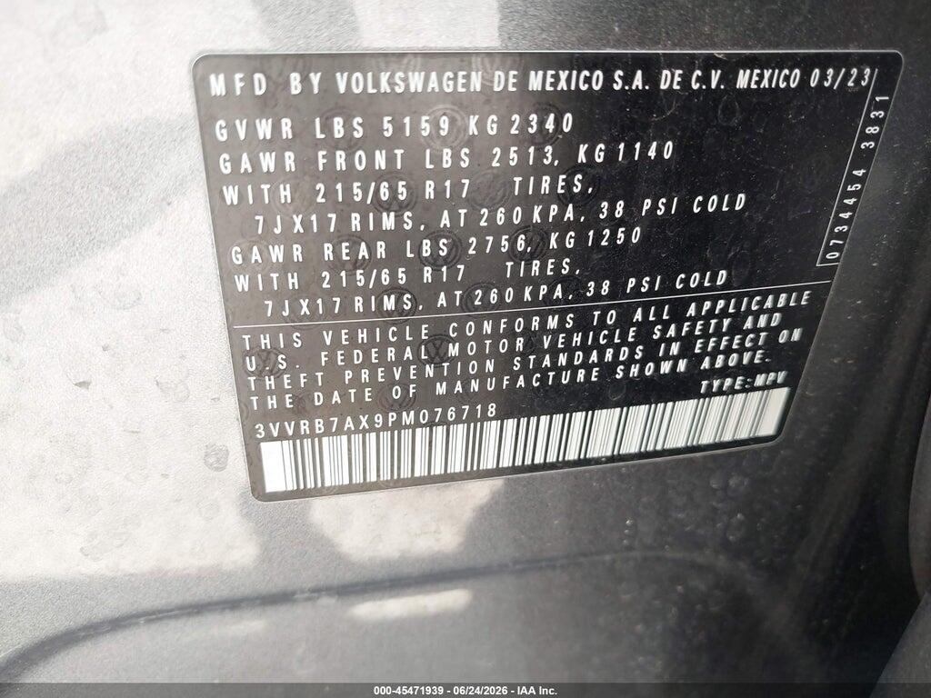 3VVRB7AX9PM076718 2023 VOLKSWAGEN TIGUAN photo no. 9