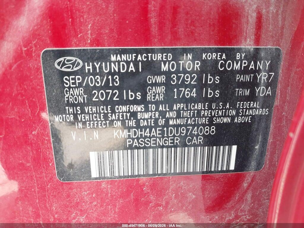 KMHDH4AE1DU974088 2013 HYUNDAI ELANTRA photo no. 9