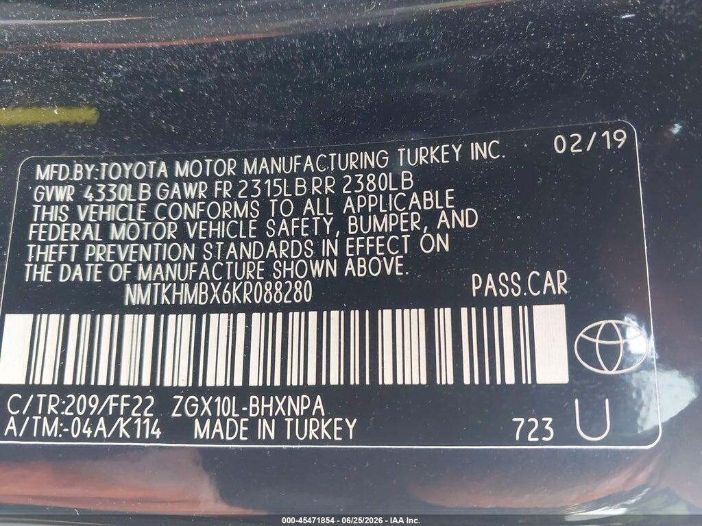 NMTKHMBX6KR088280 2019 TOYOTA C-HR photo no. 9