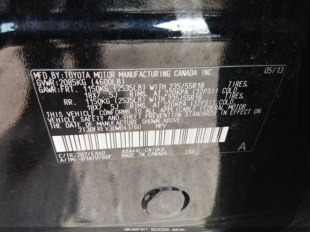 2T3DFREV3DW043760 2013 TOYOTA RAV4 photo no. 9