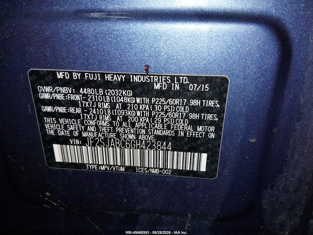 JF2SJABC6GH423844 2016 SUBARU FORESTER photo no. 9