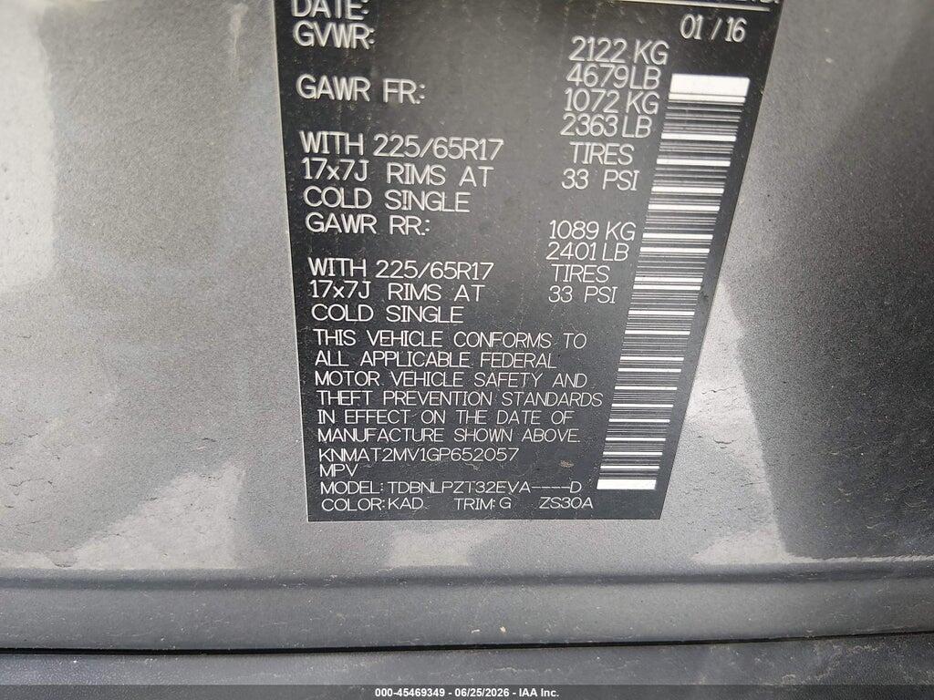 KNMAT2MV1GP652057 2016 NISSAN ROGUE photo no. 9