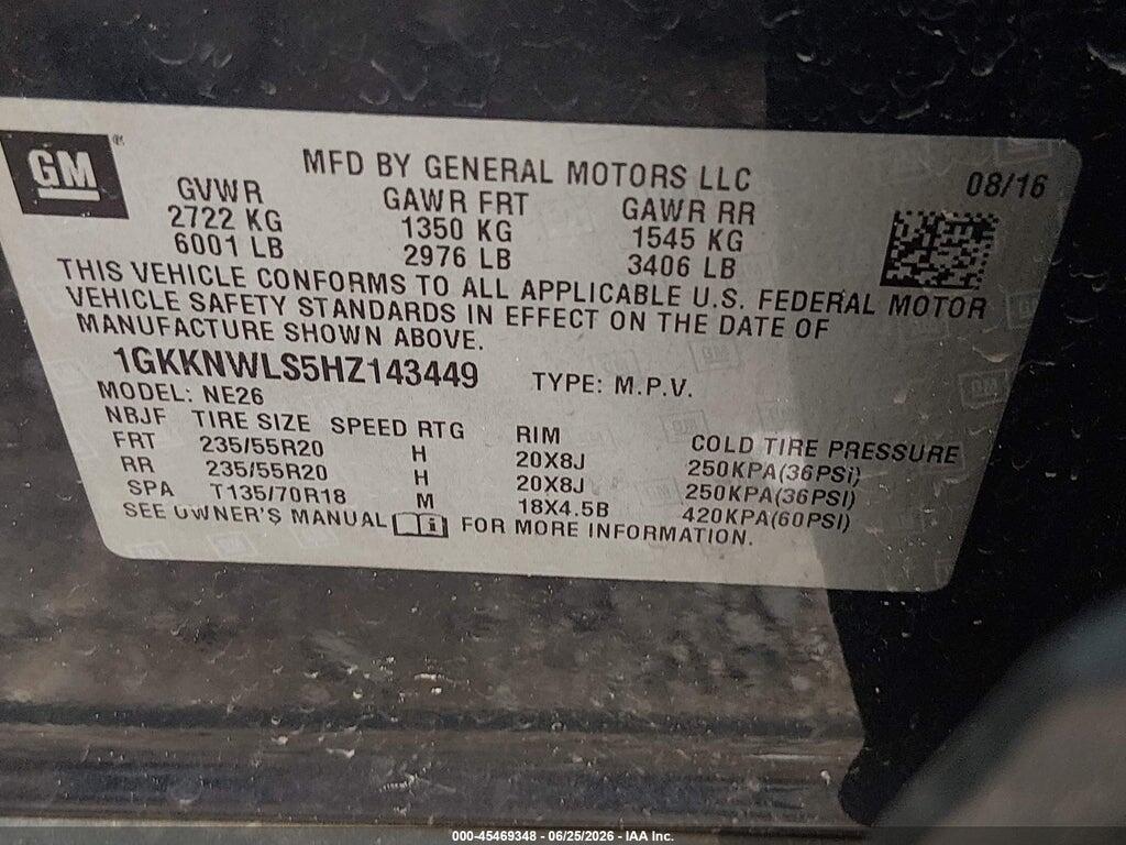 1GKKNWLS5HZ143449 2017 GMC ACADIA photo no. 9