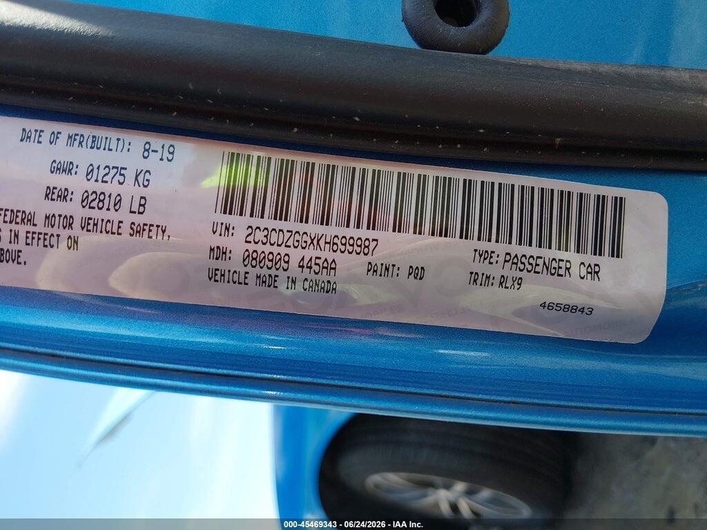 2C3CDZGGXKH699987 2019 DODGE CHALLENGER photo no. 9