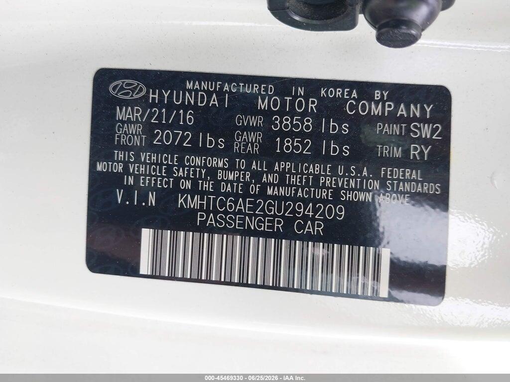 KMHTC6AE2GU294209 2016 HYUNDAI VELOSTER photo no. 9