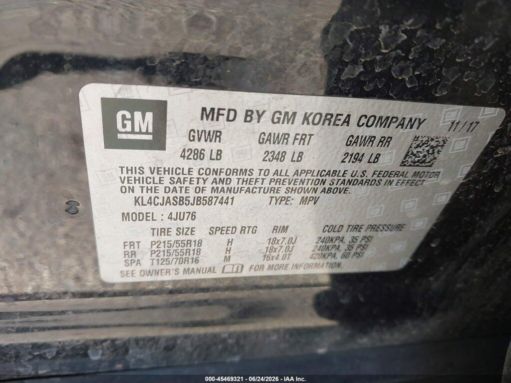 KL4CJASB5JB587441 2018 BUICK ENCORE photo no. 9