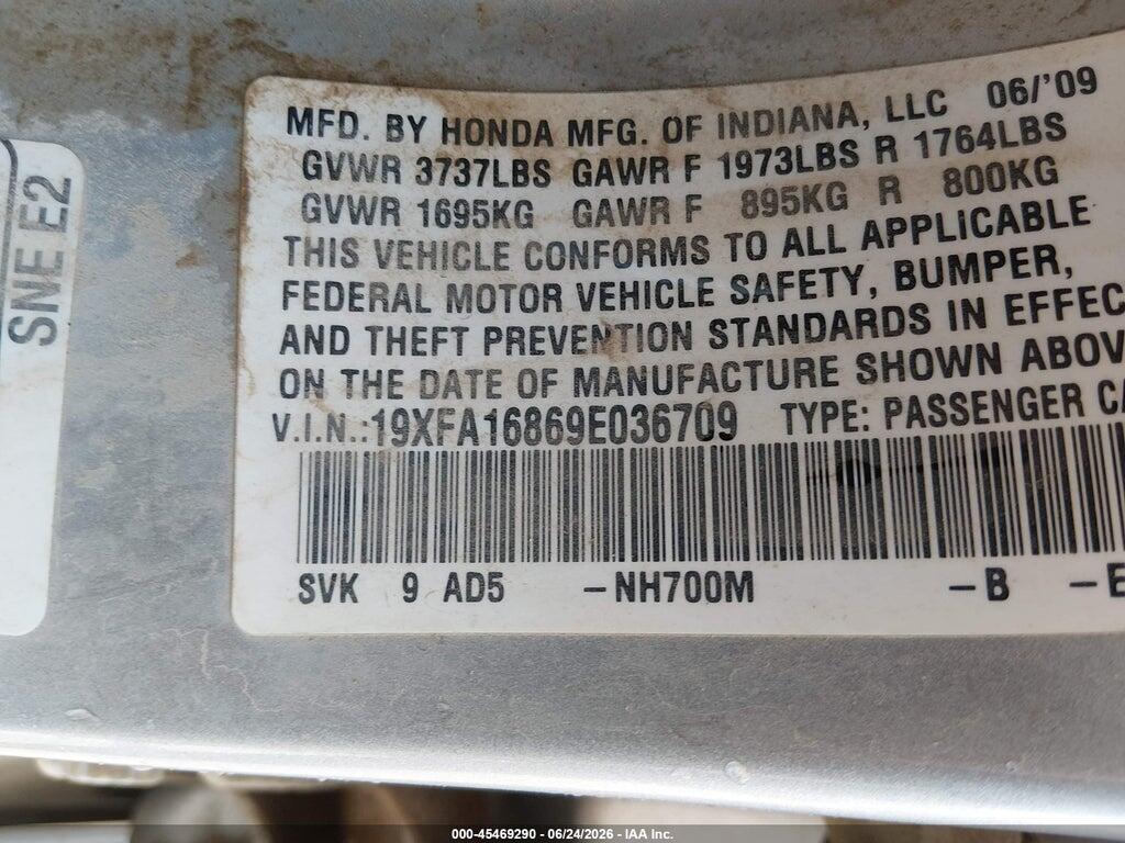 19XFA16869E036709 2009 HONDA CIVIC photo no. 9