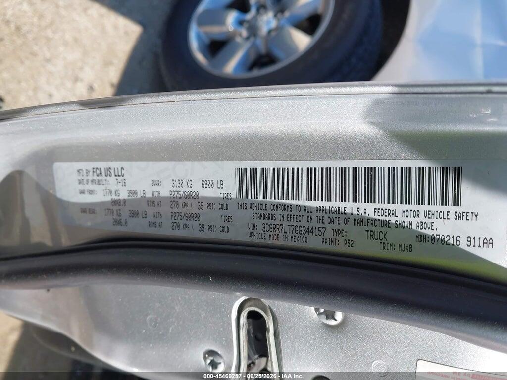 3C6RR7LT7GG344157 2016 RAM 1500 photo no. 9