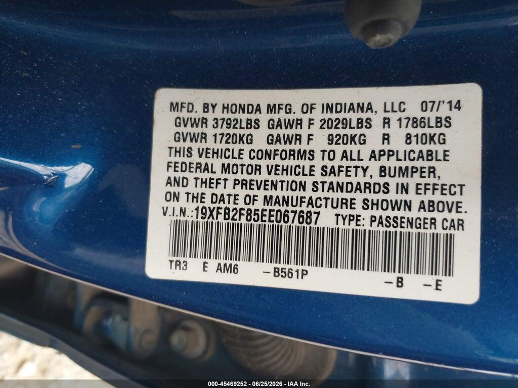 19XFB2F85EE067687 2014 HONDA CIVIC photo no. 9