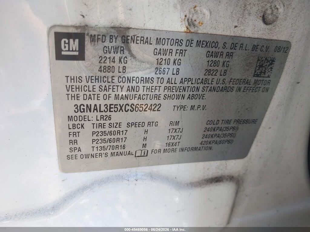 3GNAL3E5XCS652422 2012 CHEVROLET CAPTIVA SPORT photo no. 9