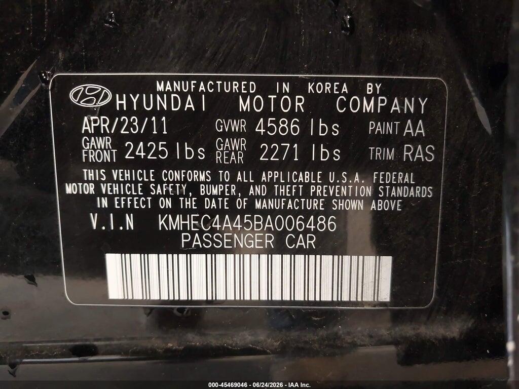 KMHEC4A45BA006486 2011 HYUNDAI SONATA HYBRID photo no. 9