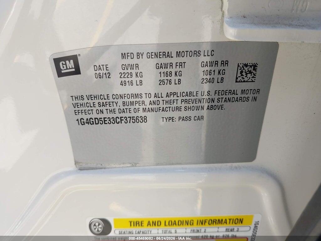 1G4GD5E33CF375638 2012 BUICK LACROSSE photo no. 9
