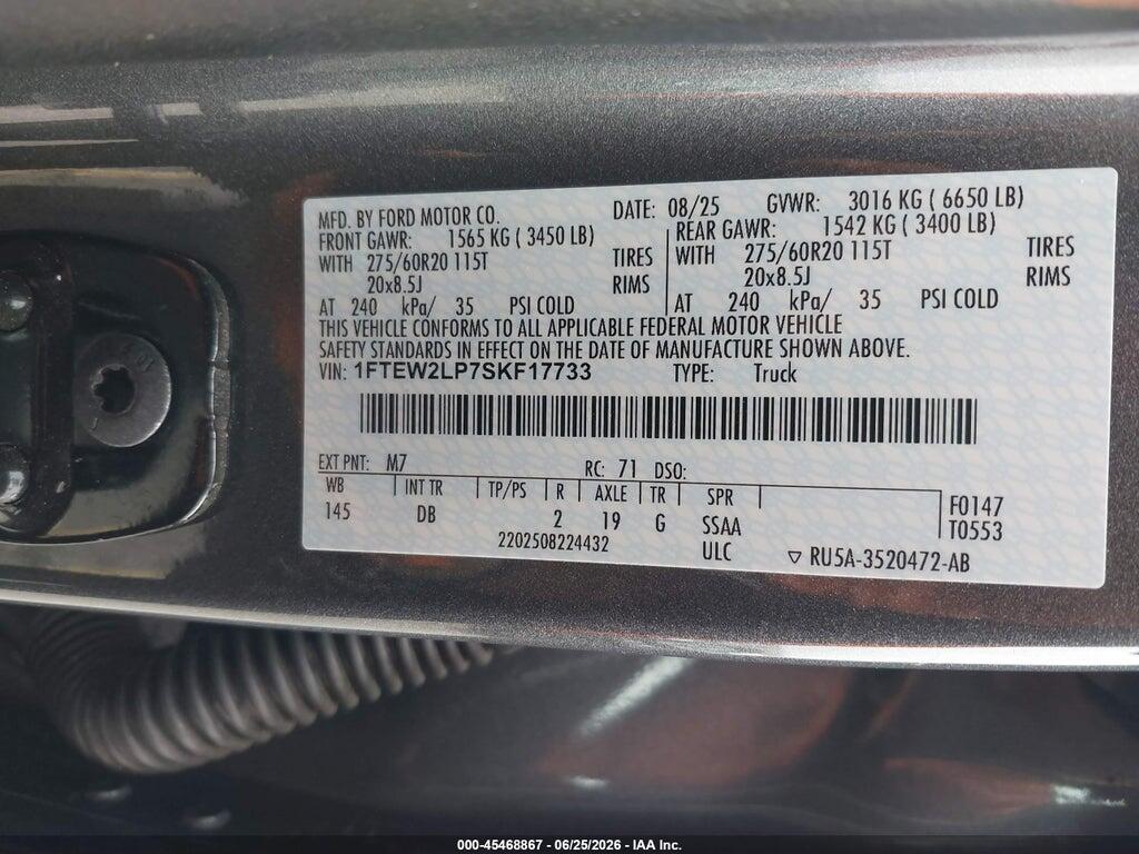 1FTEW2LP7SKF17733 2025 FORD F-150 photo no. 9