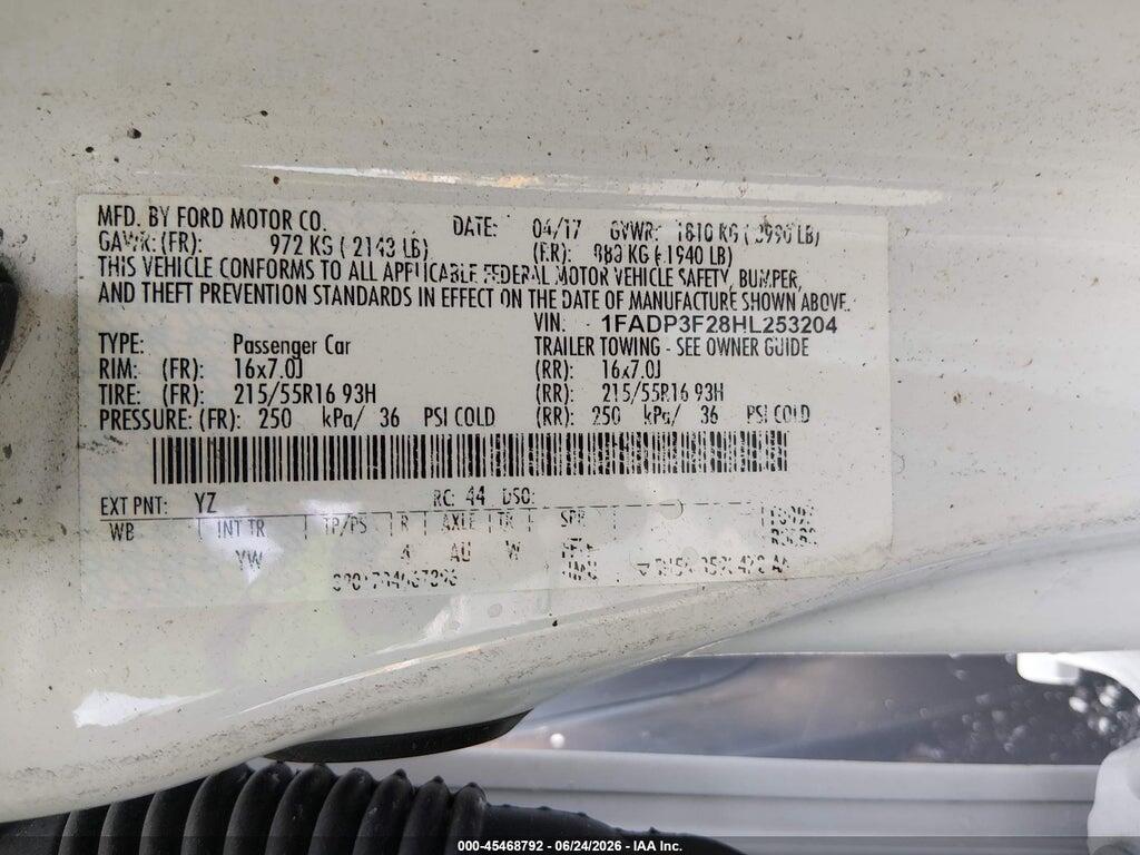 1FADP3F28HL253204 2017 FORD FOCUS photo no. 9