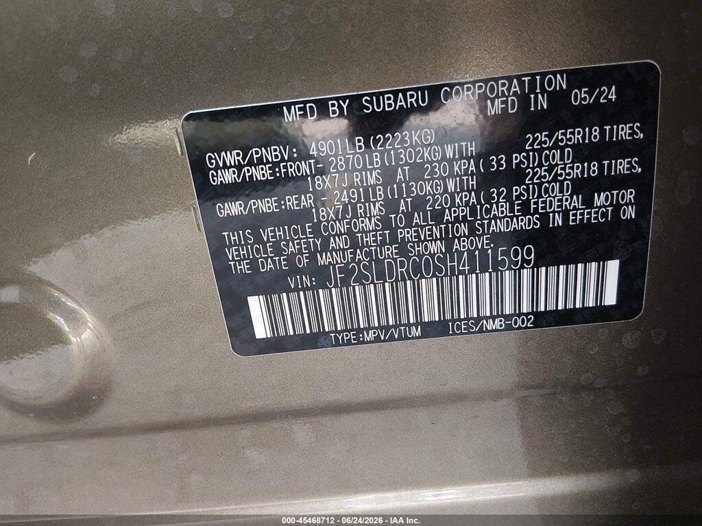 JF2SLDRC0SH411599 2025 SUBARU FORESTER photo no. 9
